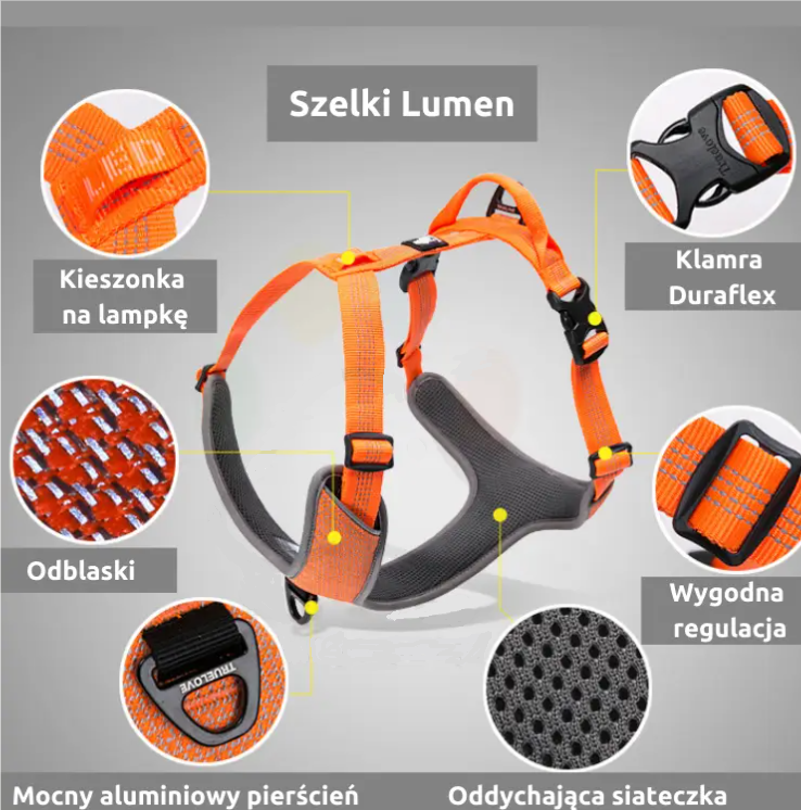 Szelki-dla-psa-guard-Truelove-Lumen-pomaranczowe