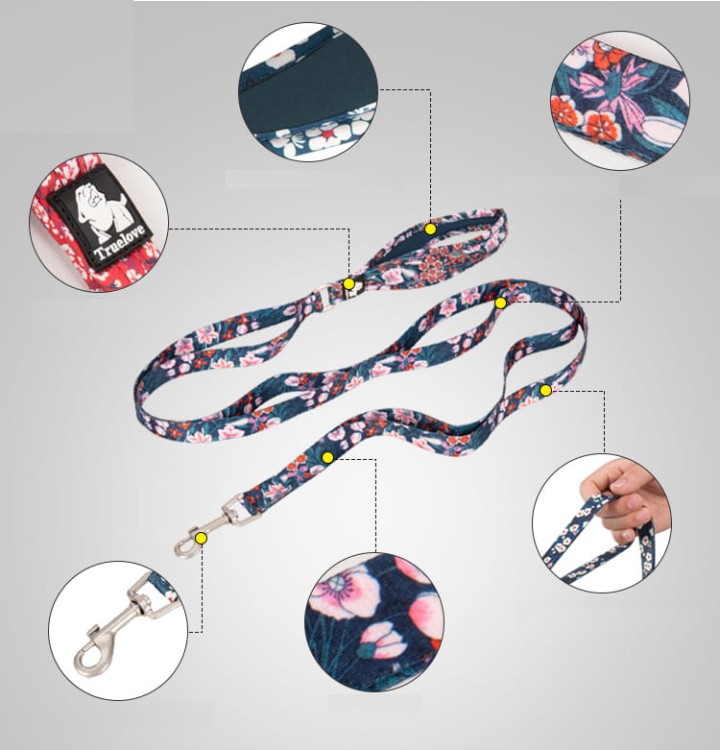 Smycz-dla-psa-Truelove-Blossom-granatowo-czerwona