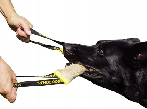 Szarpak z juty z dwoma uchwytami Dingo BIG – naturalne niebarwione włókna, 8×60 cm