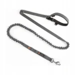 Smycz do biegania z psem z amortyzatorem JoQu® Two Runners 295cm – szara