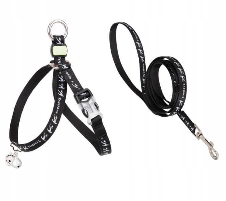 Szelki-smycz-dla-kota-Truelove-Buterfly-czarne