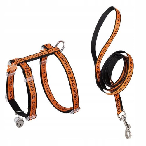 Szelki-smycz dla-kota-Truelove-Locust-pomaranczowe