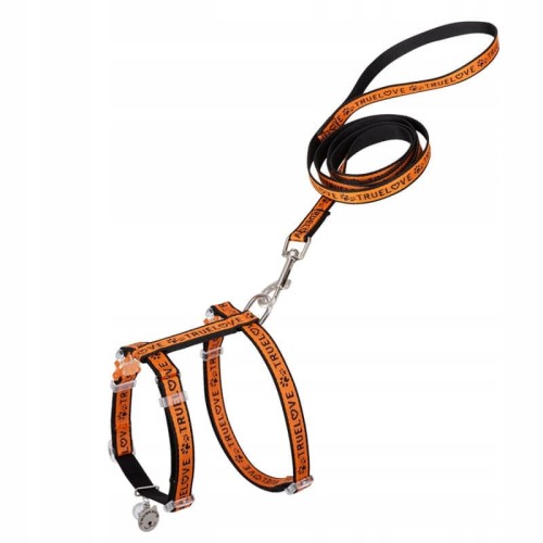 Szelki-smycz dla-kota-Truelove-Locust-pomaranczowe