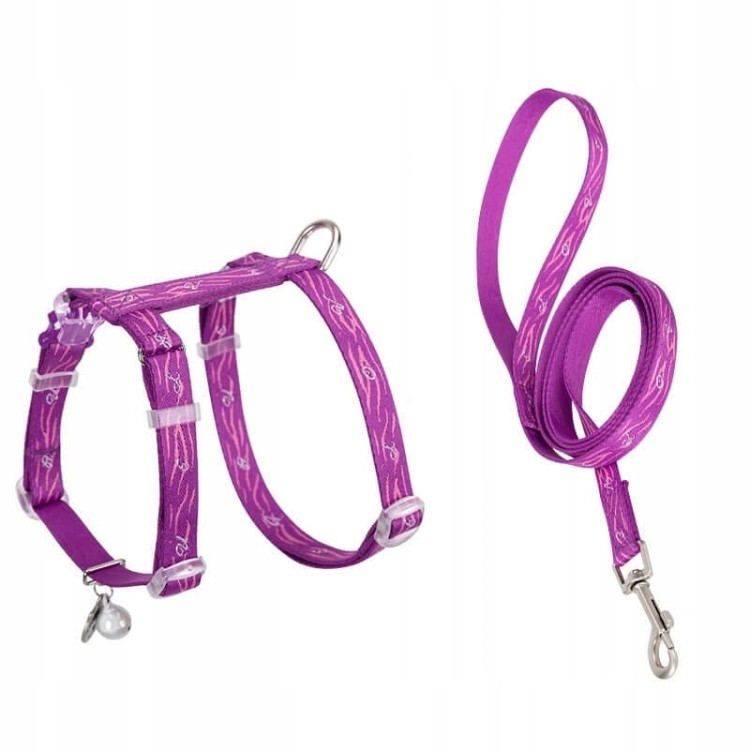 Szelki i smycz dla kota, regulowane Truelove Locust fioletowe