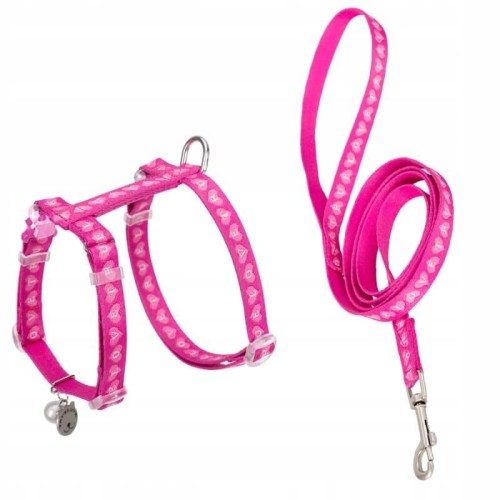 Szelki i smycz dla kota, regulowane Truelove Locust różowe
