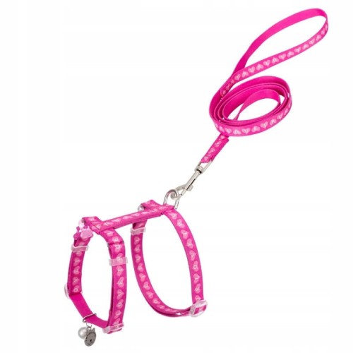 Szelki i smycz dla kota, regulowane Truelove Locust różowe