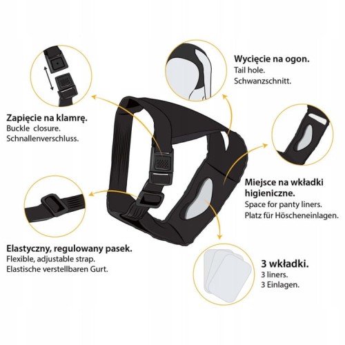 Majtki na cieczkę dla psa z 3 wymiennymi wkładkami DINGO