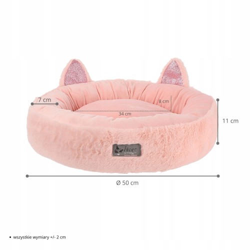 Legowisko dla psa miniaturowego / kota HugMe okrągłe 50CM różowe miekkie