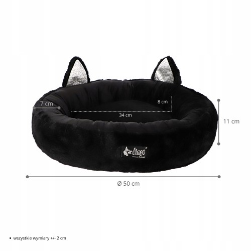 Legowisko dla psa miniaturowego/ kota HugMe okrągłe 50CM czarne, miękkie