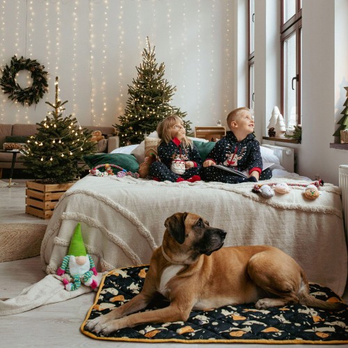 Legowisko, materac dla psa płaskie pikowane 115x73 cm czarne