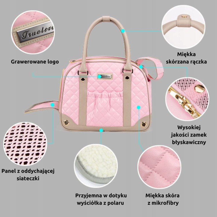 Torba-transporter-dla-malego-psa-i-kota-Truelove-Glamour–rozowa