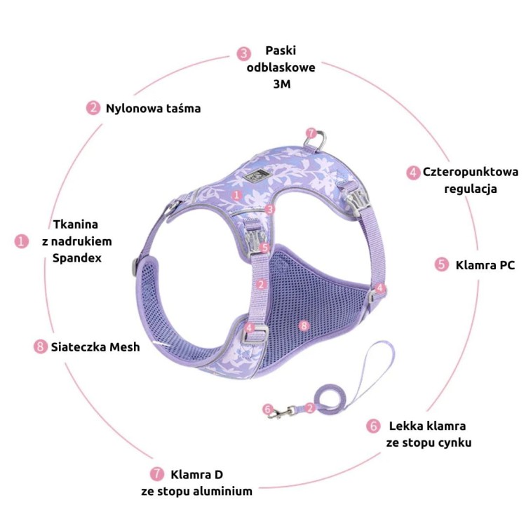 Szelki-smycz-dla-malego-psa-Truelove-Lightness-fioletowe