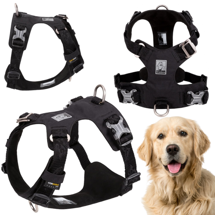 Szelki-dla-psa-easy-walk-wodoodporne-Truelove-Adventure-Soft-czarne