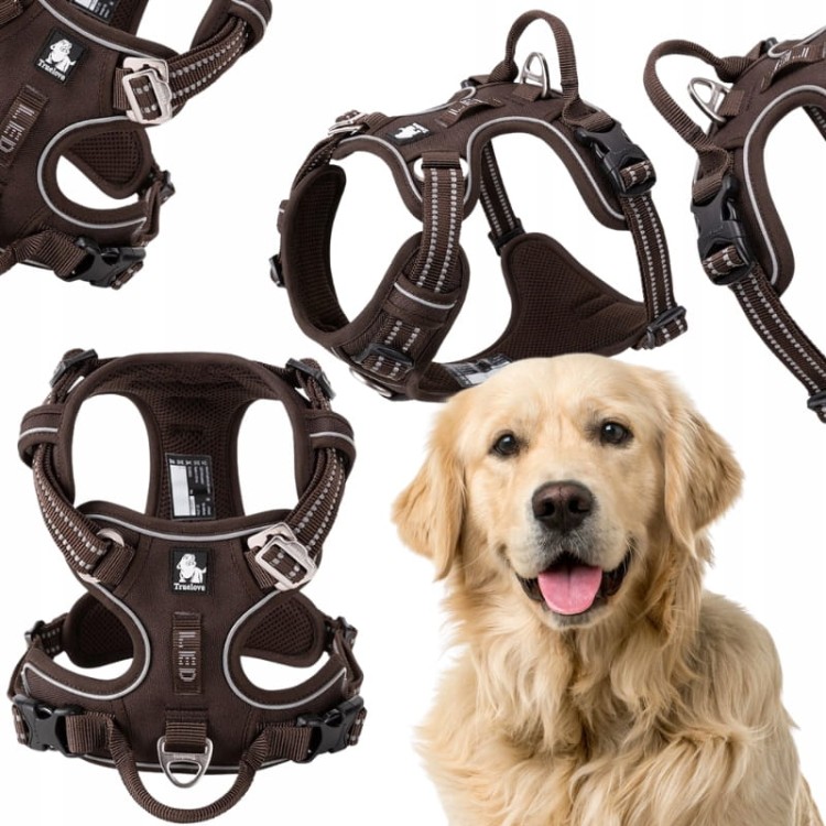 Szelki-dla-psa-easy-walk-Front-Line-Premium-brazowe