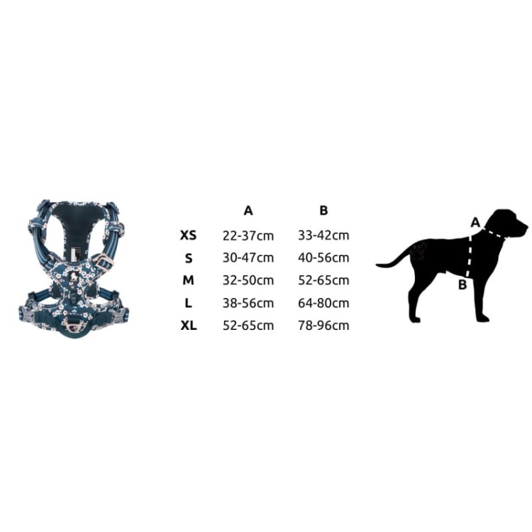 Szelki-dla-psa-easy-walk-Truelove-Front-Line-Blossom-granatowo-biale