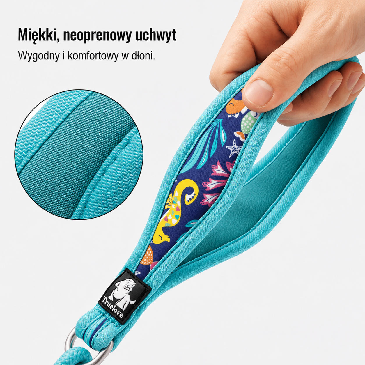 Smycz linowa Truelove Mini rączka wyściełana neoprenem