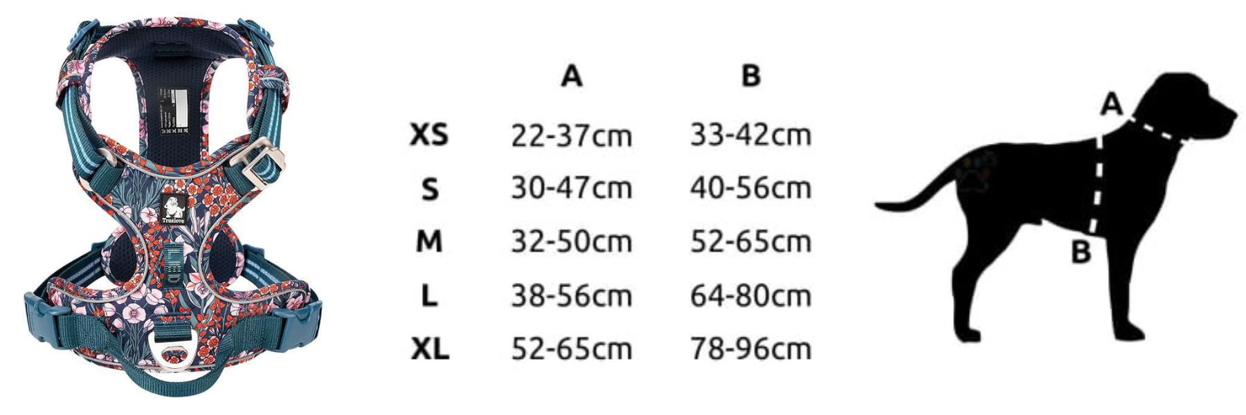 Szelki dla psa Truelove Blossom rozmiary