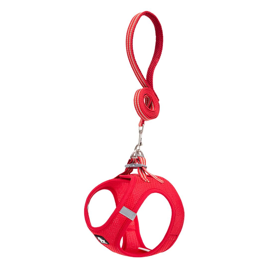 zestaw szelki step-in walk-in smycz Truelove Mini Mesh czerwone siateczka MESH odblask pies kot