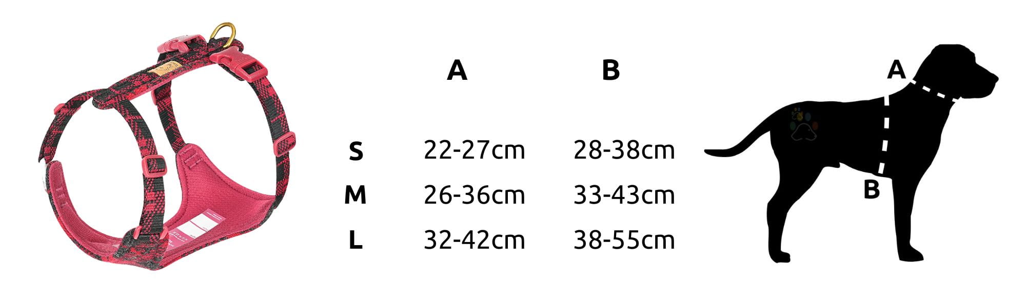tabela rozmiarów szelki guard dla małego psa Truelove Harris Tweed jak dobrać rozmiar