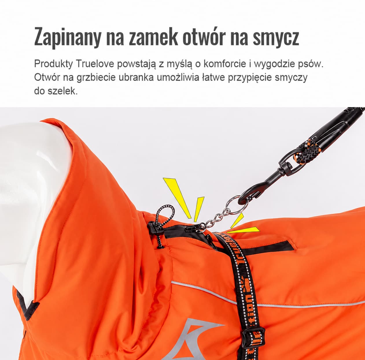 Otwór na grzbiecie zapinany na zamek w kurtce zimowej Truelove Eco