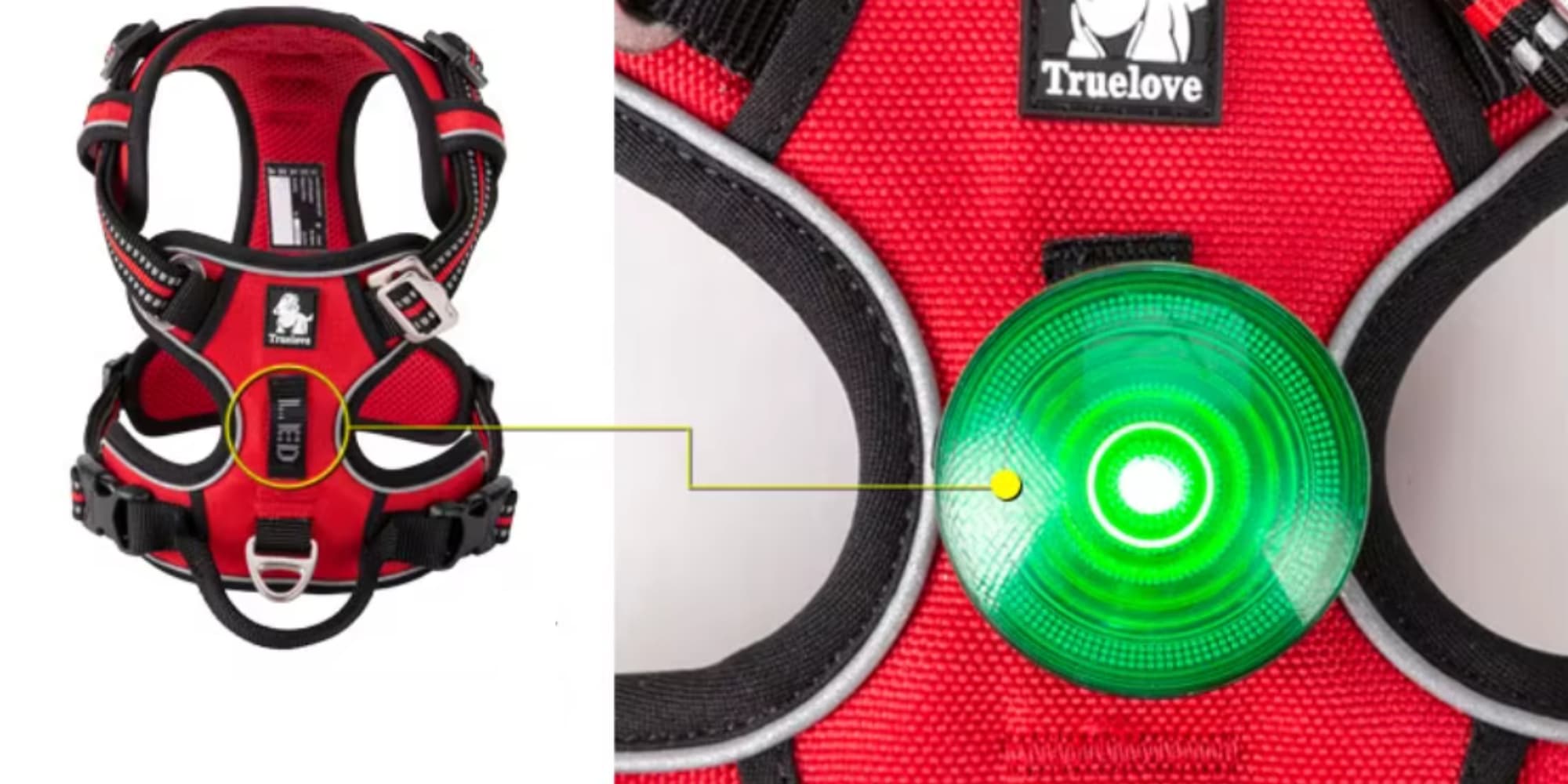Szelki Truelove Front Line Premium czerwono-czarne kieszonka LED