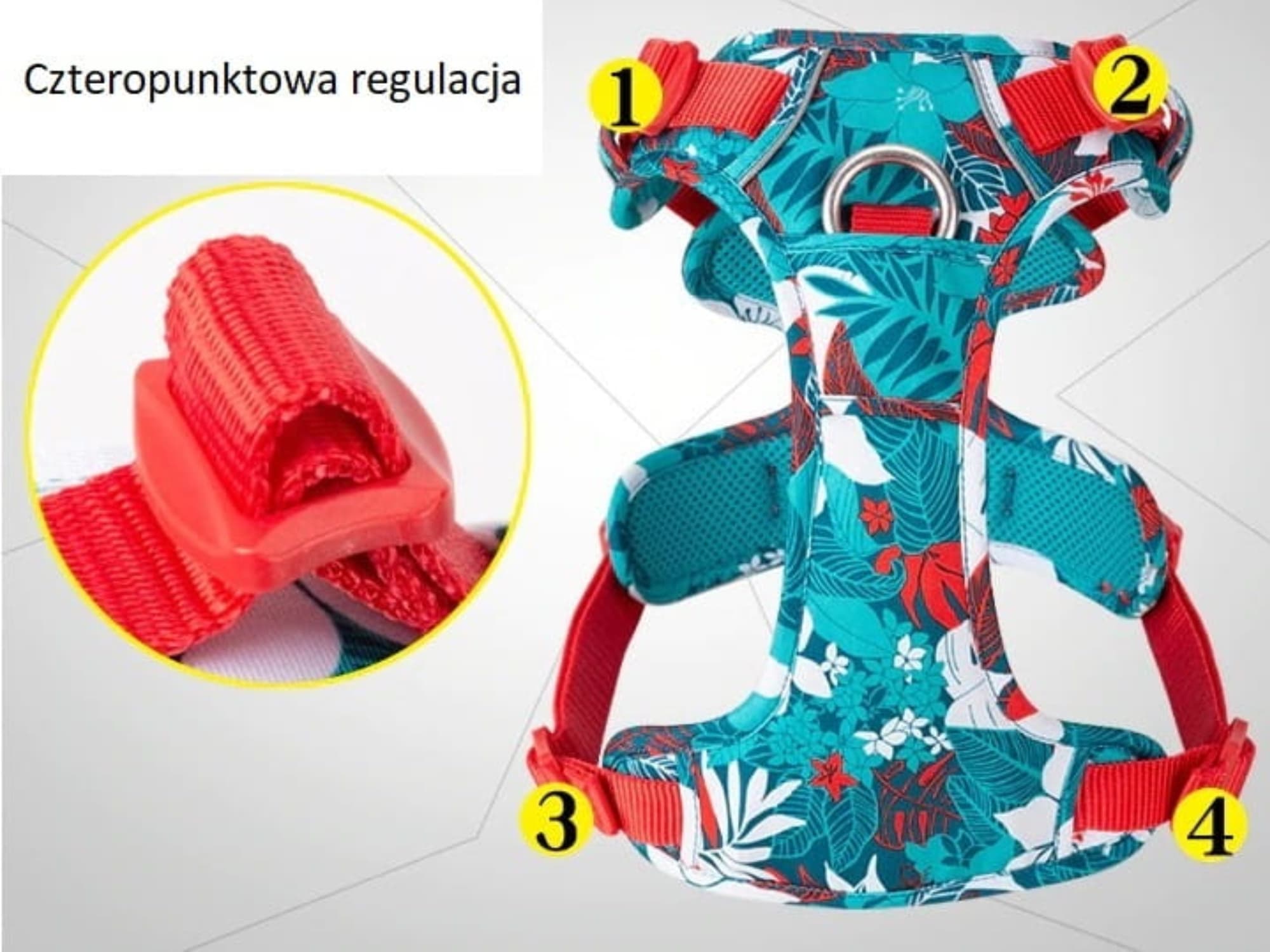 Szelki Truelove Tropical turkusowo-czerwone Easy Walk z regulacją