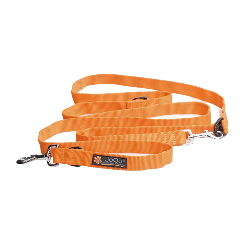 smycz przepinana JoQu Classic Long Leash 250 cm pomarańczowa, taśma tunelowa, D-ring Duraflex, rozmiar M